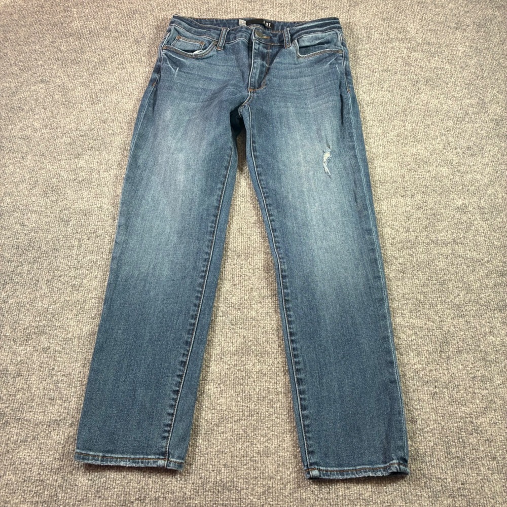KUT from the Kloth Reese High Rise Ankle Straight Jeans Womens 2 Blue